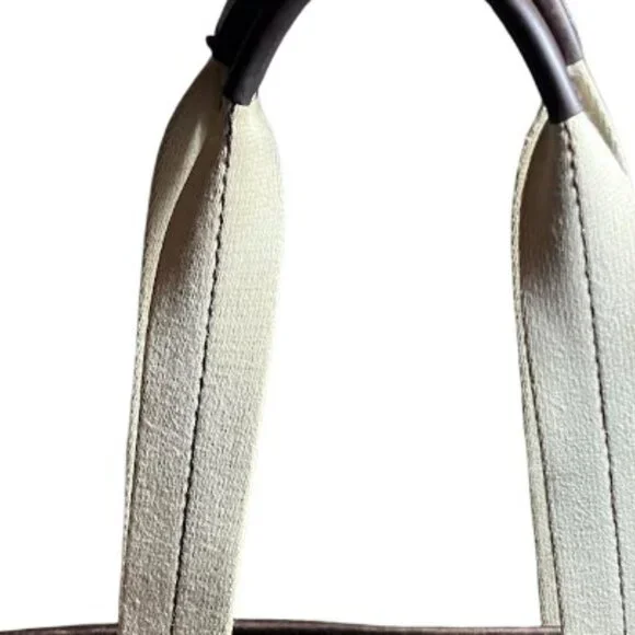 Coach Brown Signature Coated Canvas Leather Heritage Stripe Vintage Tote EUC - Picture 8 of 14